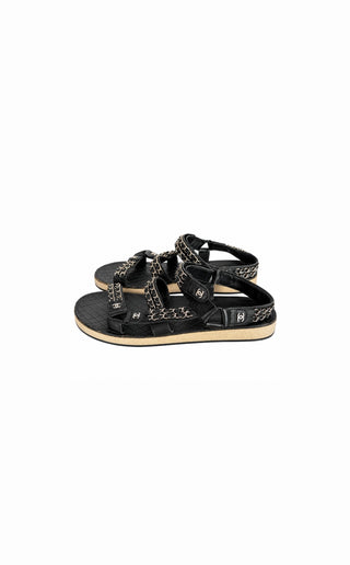Chanel Black & Silver Chain Sandals