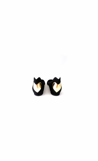 Black Suede Flat Shoes w Gold Hearts
