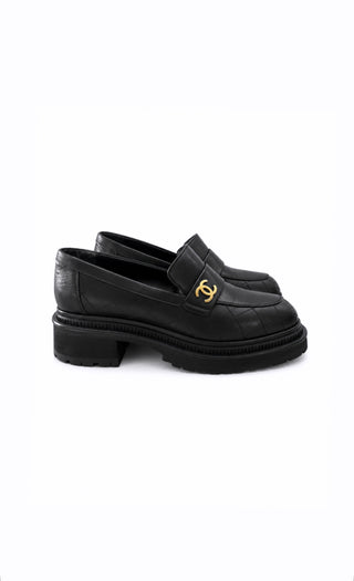 Black Quilted Calfskin Mocassin Loafers BRAND NEW