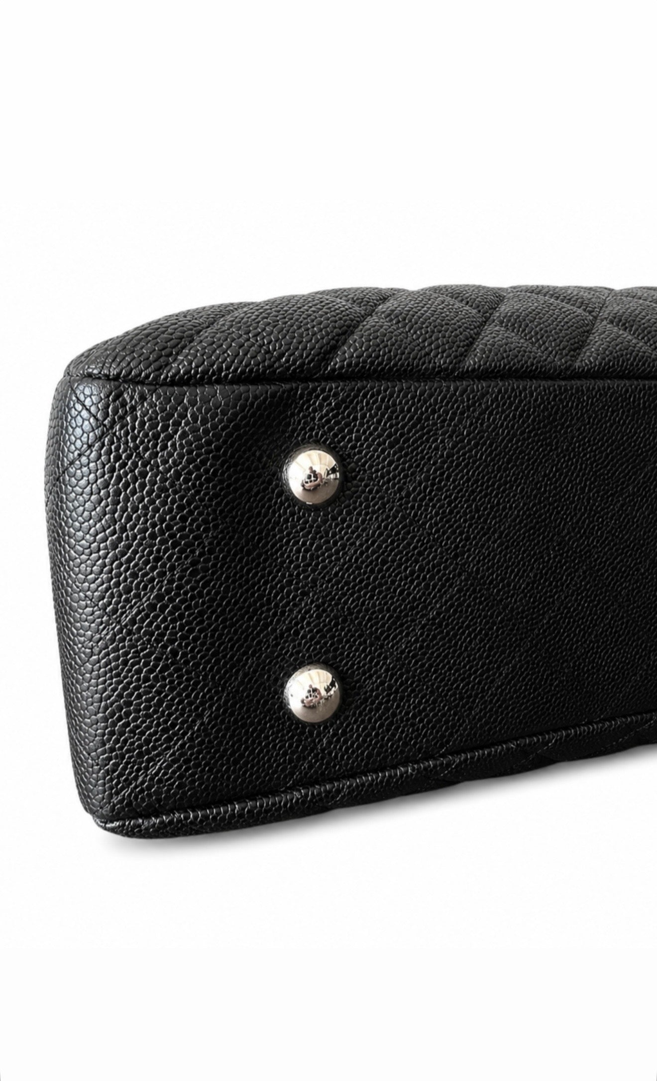 Black Quilted Caviar Paris-Edinburgh Large Flap Tote Silver Hardware