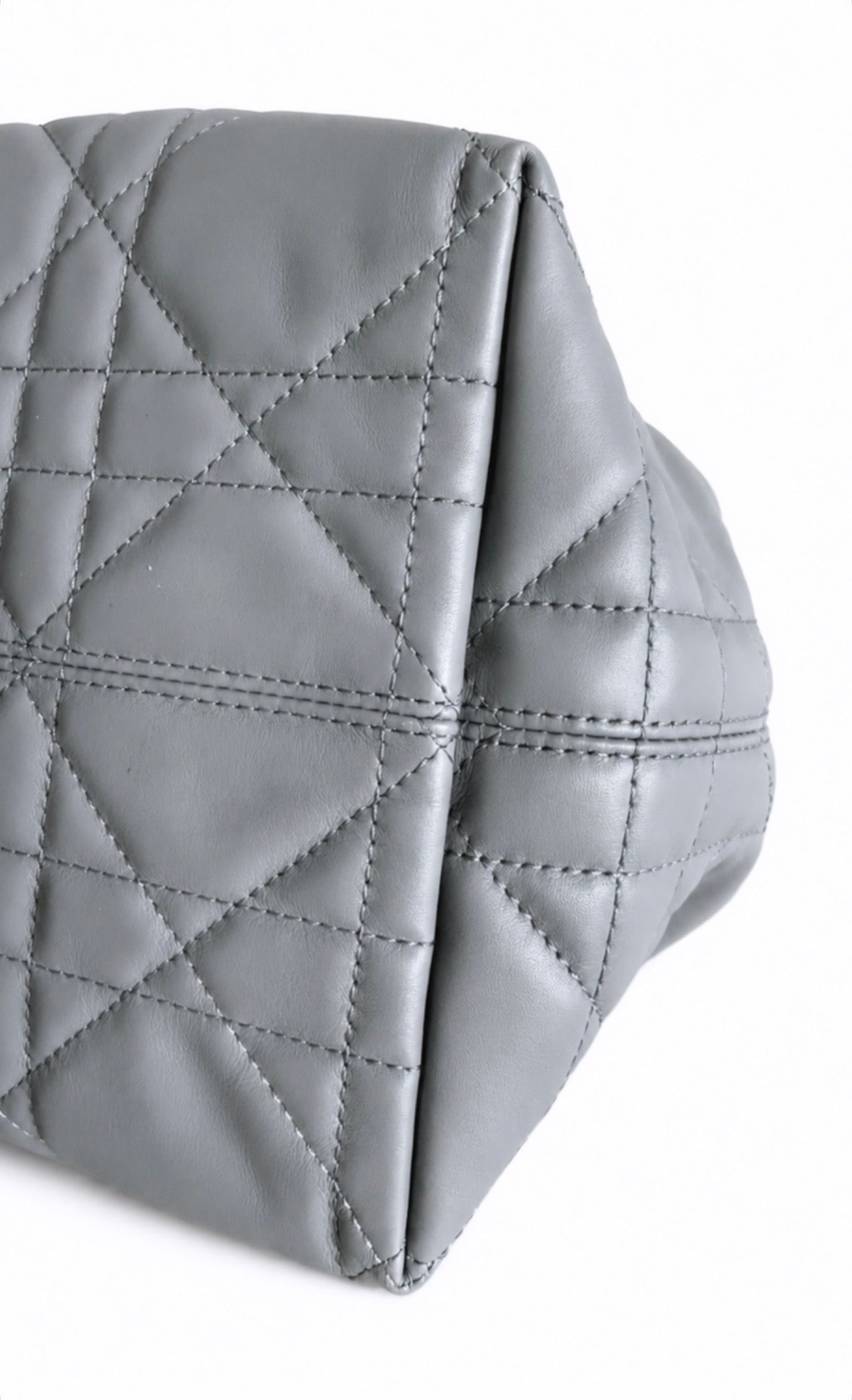 Stone Gray Macrocannage Calfskin Medium Vertical Tote Excellent Condition