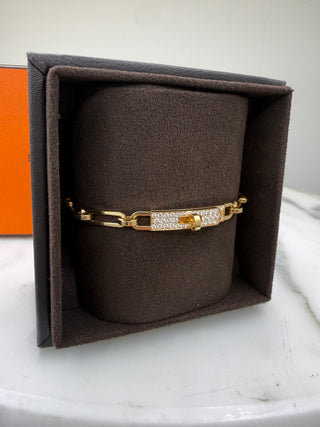 Hermes’ Kelly Chaine Bracelet Diamond Pave 18k Yellow Gold