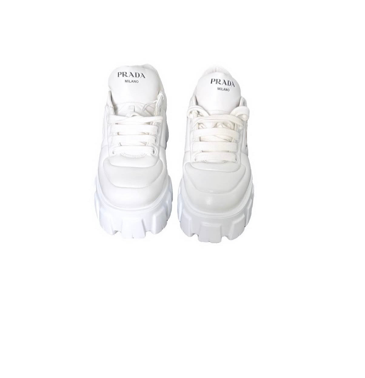 Prada White Nappa Monolith Shies Size 40