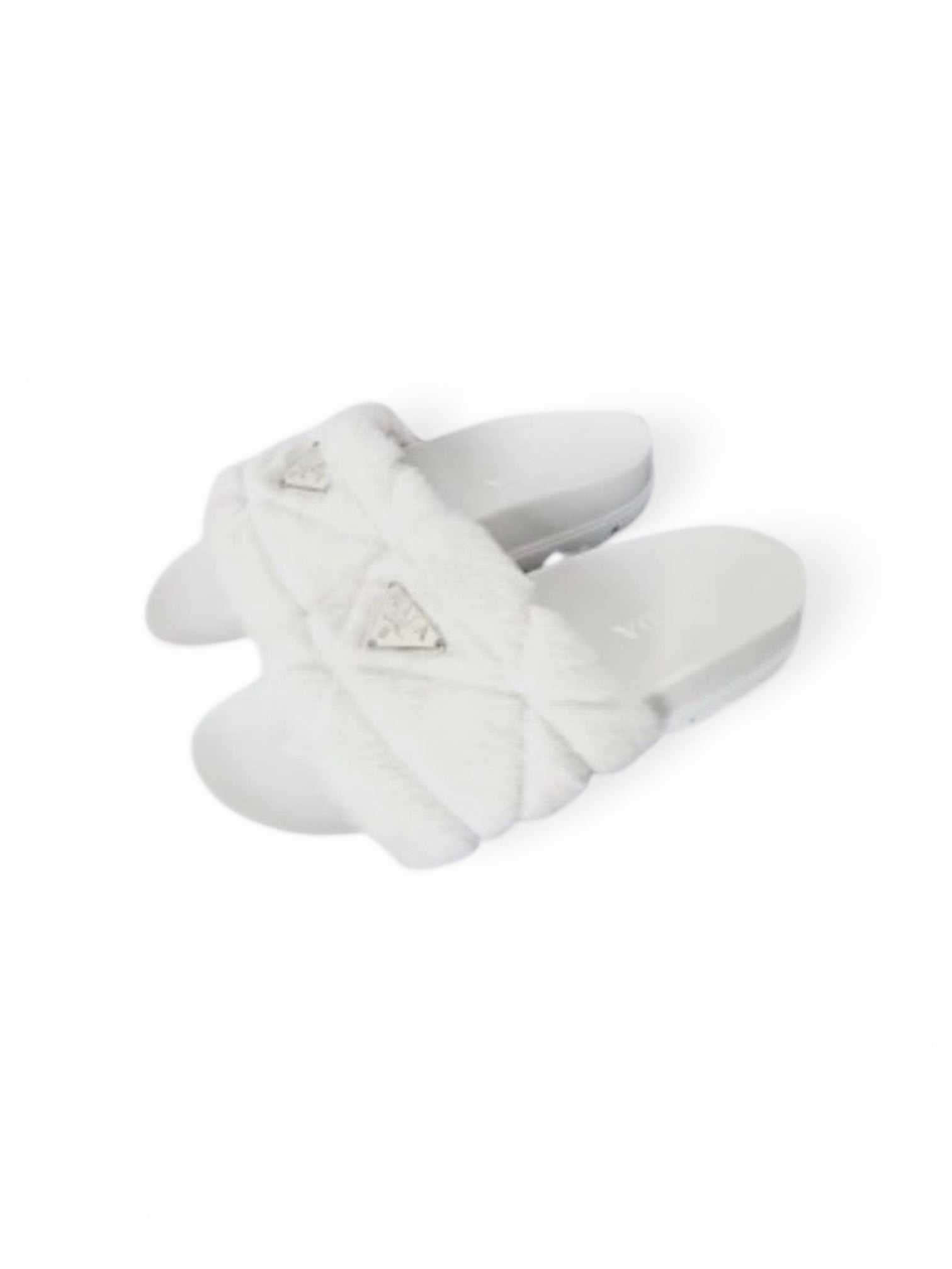 Prada White Fluffy Slides