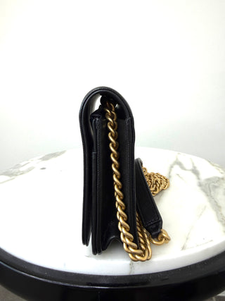 Chanel Black Caviar Boy Wallet On Chain w Gold Hardware