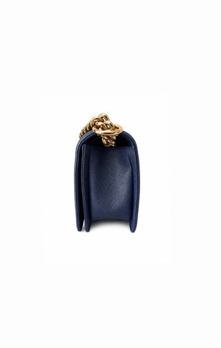 Navy Blue Chevron Leather Boy Bag Excellent Condition