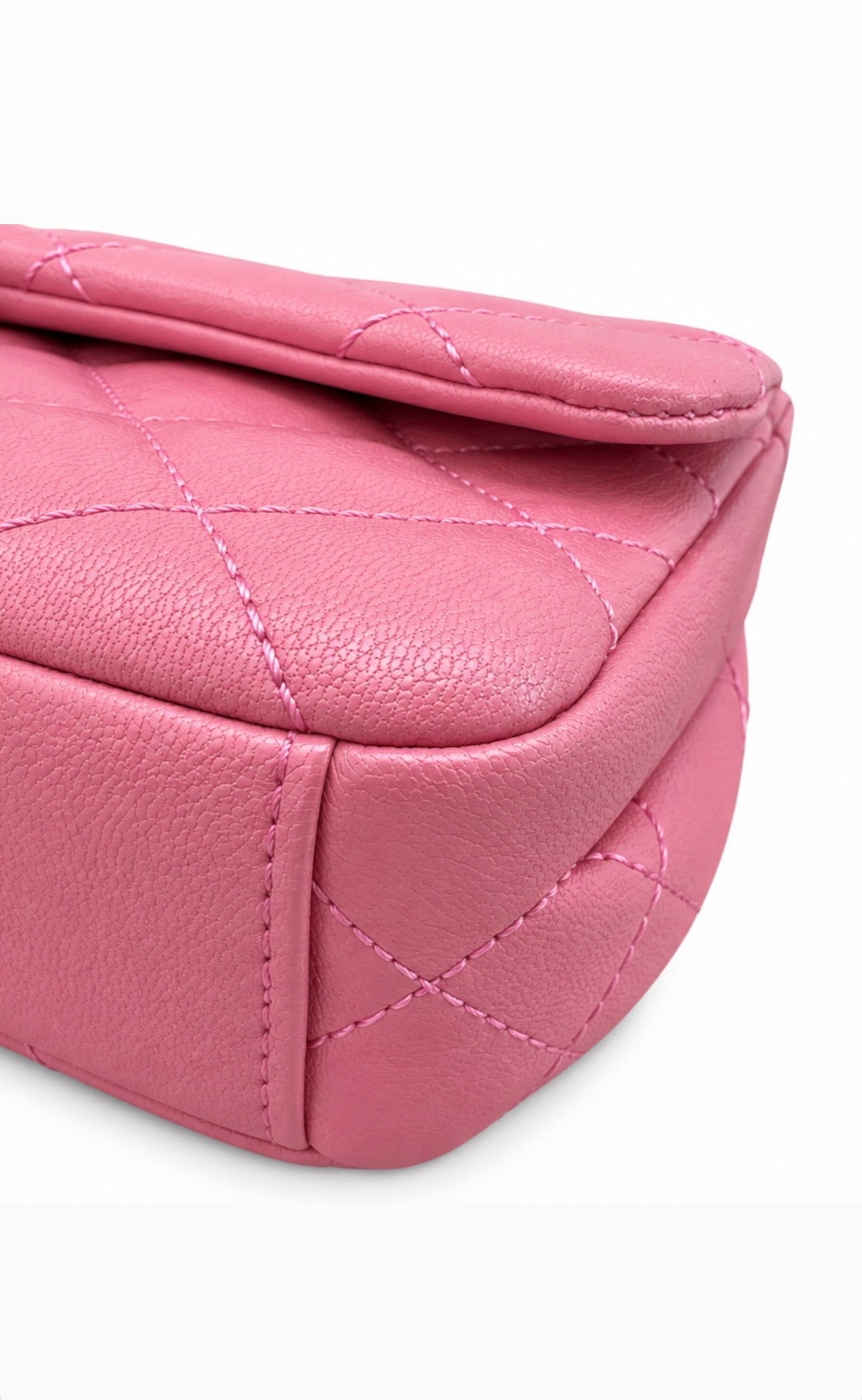 Chanel Pink Lambskin Double Carry Waist Chain Flap Bag Excellent Condition