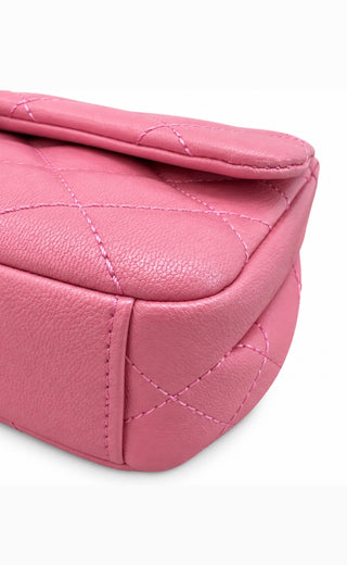 Chanel Pink Lambskin Double Carry Waist Chain Flap Bag Excellent Condition