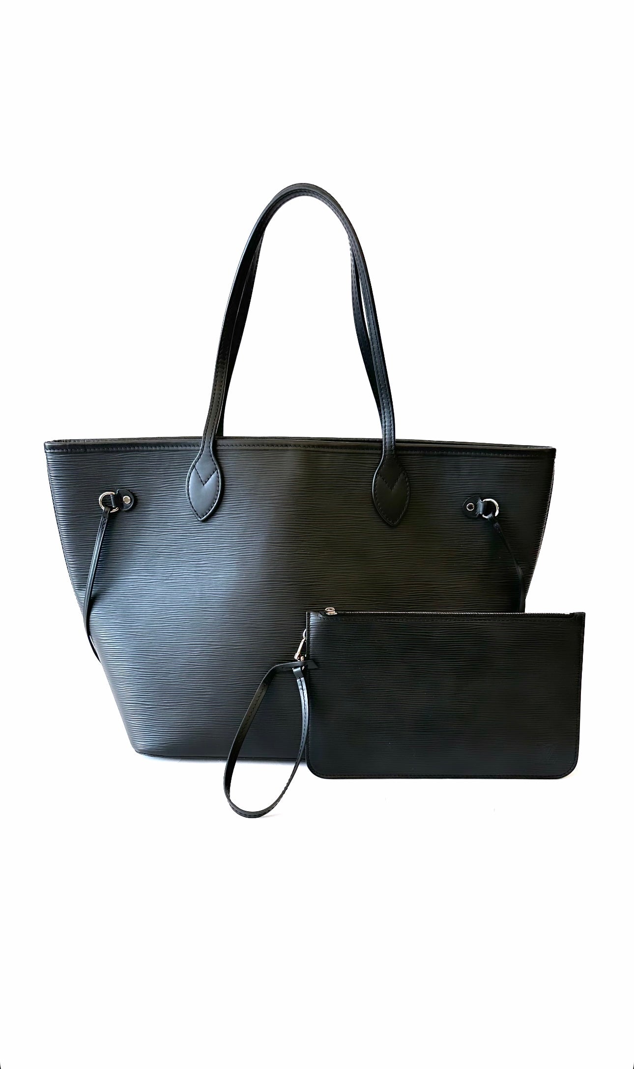 Black Epi Leather Neverfull MM Tote