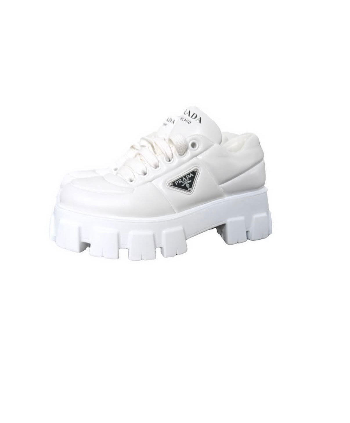 Prada White Nappa Monolith Shies Size 40