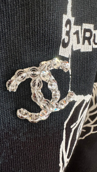 Chanel Black & White 2020 Coco Graffiti Embellished Sweatshirt