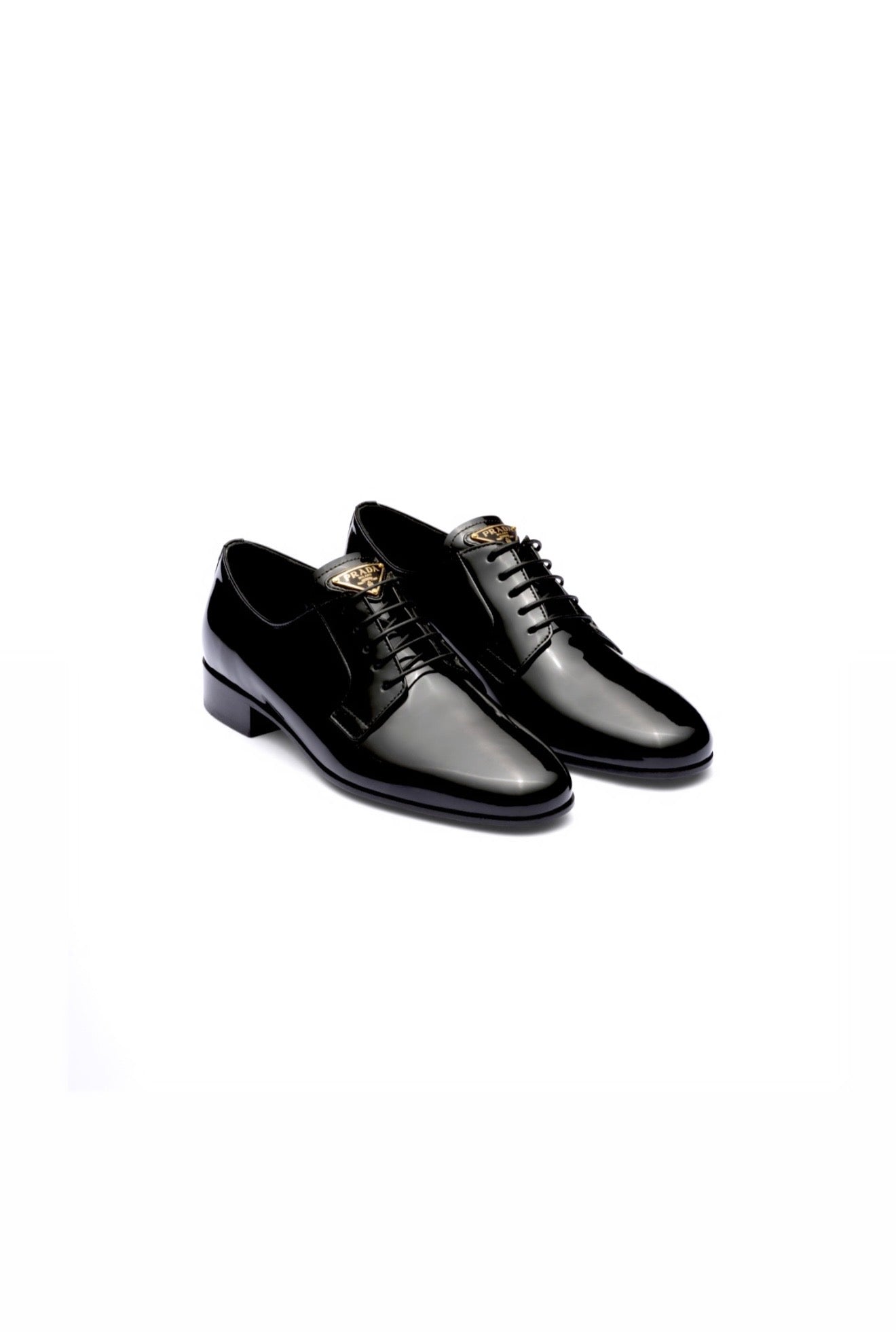 Prada Black Patent Leather Lace Up Shoes BRAND NEW