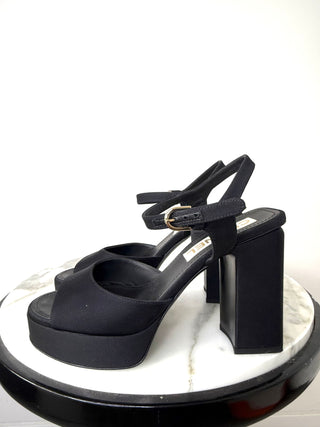 Chanel Black Grosgrain Platform Sandals Very Good Condition