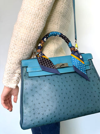 Limited Edition Turquoise Tri Leather Ostrich Kelly 32