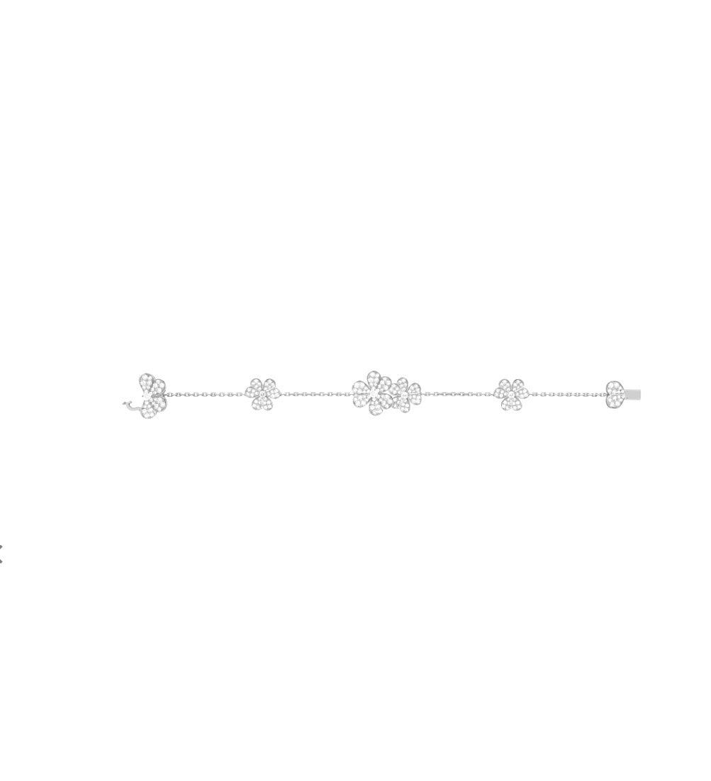 Van Cleef Frivole Bracelet 5 Flowers 18k White Gold Diamonds