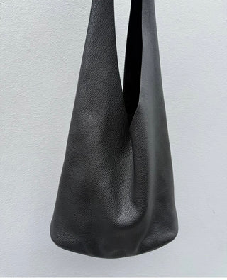 The Row Black Bindle Pebbled Leather Tote Bag