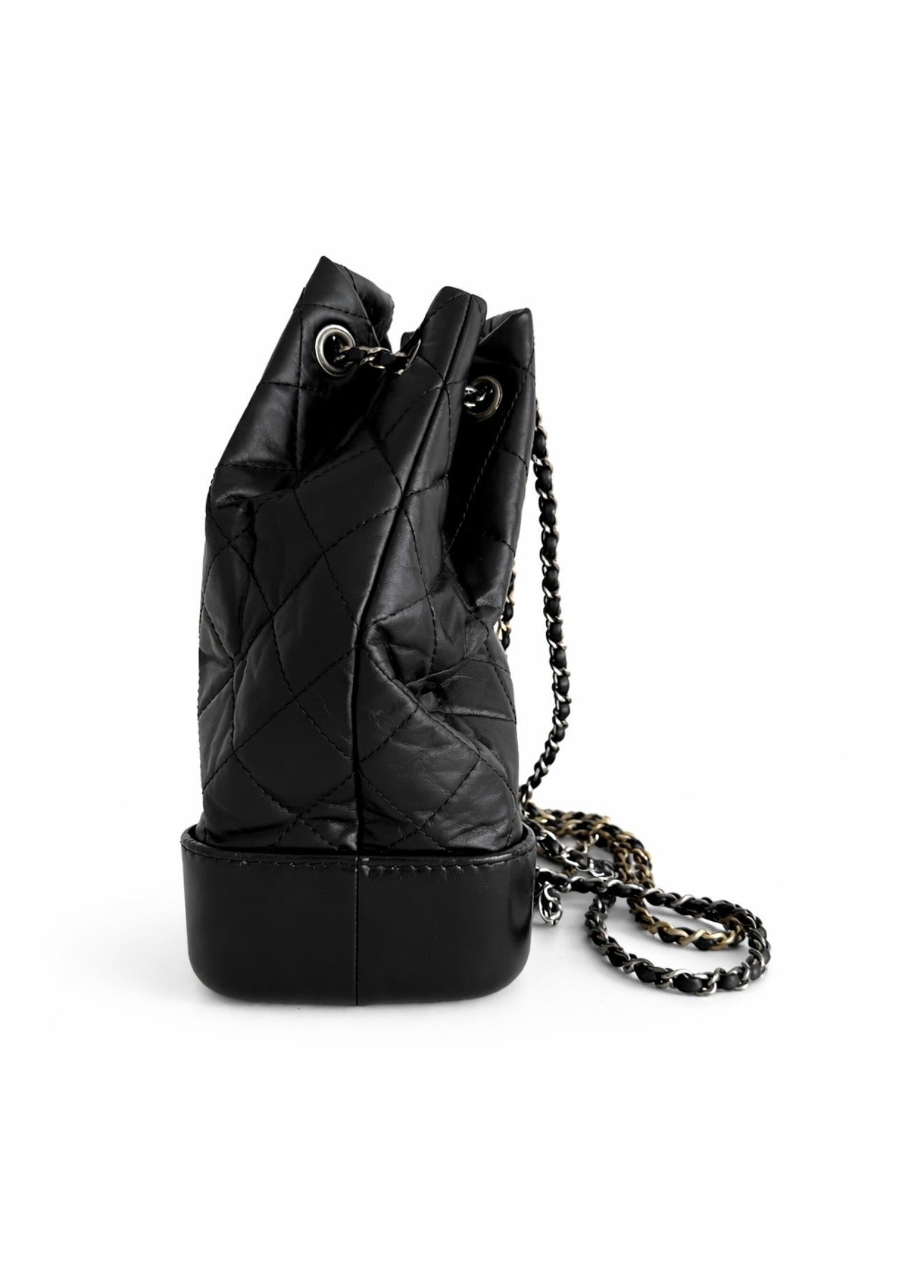 Chanel Black Quilted Aged Calfskin Small Backpack Excellent Condition