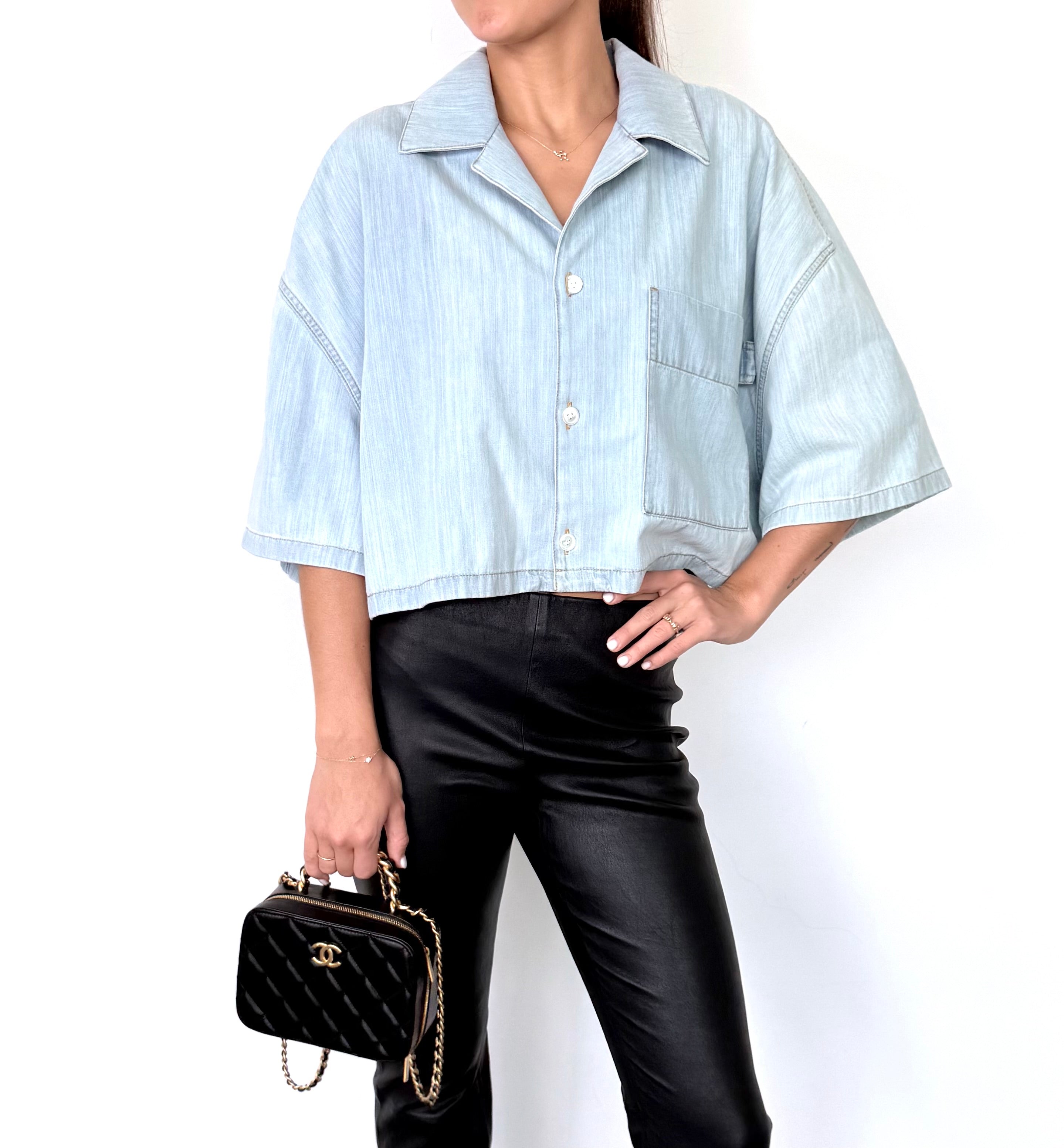 Bottega Veneta Denim Cropped Shirt