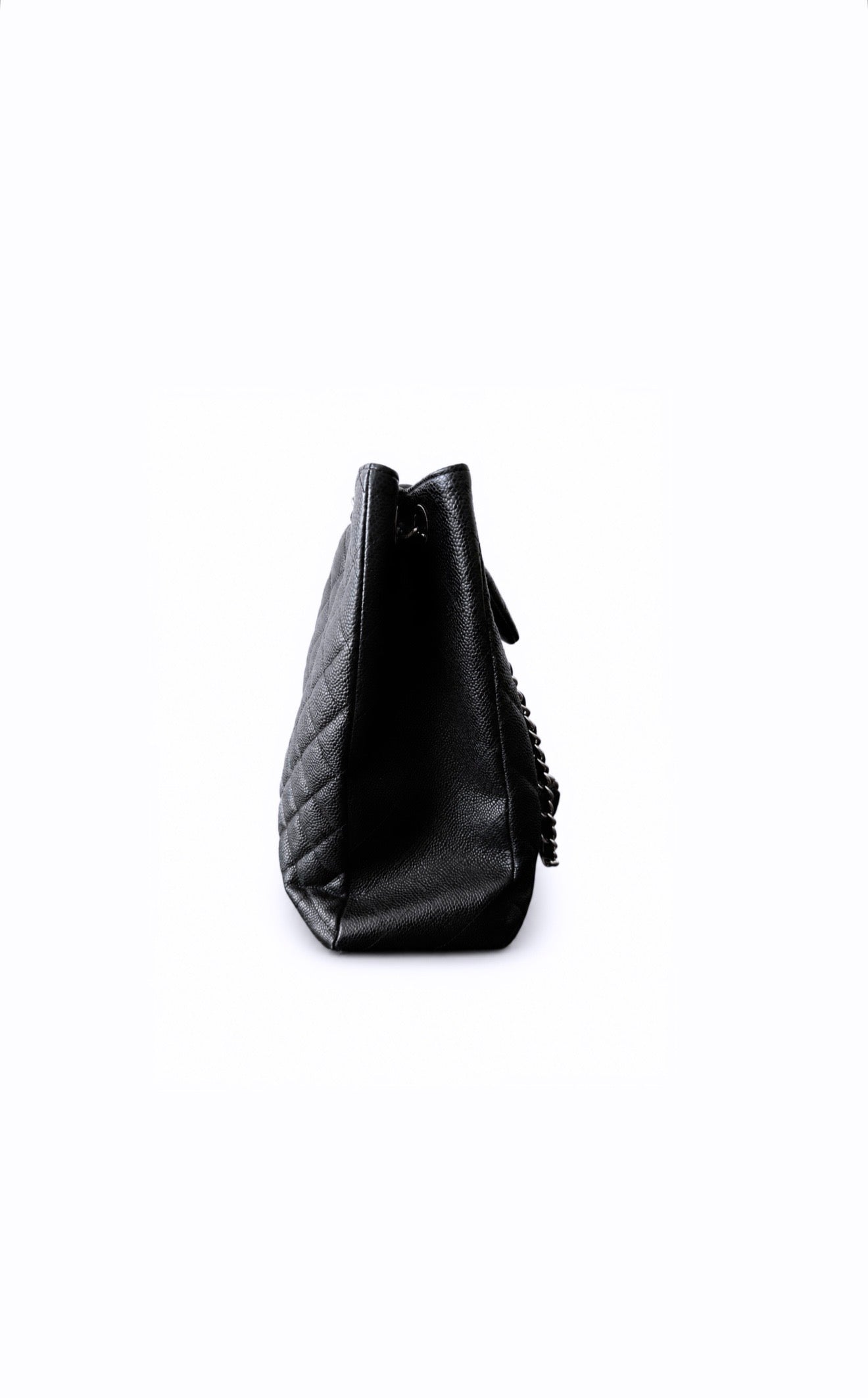 Black Quilted Caviar Paris-Edinburgh Large Flap Tote Silver Hardware