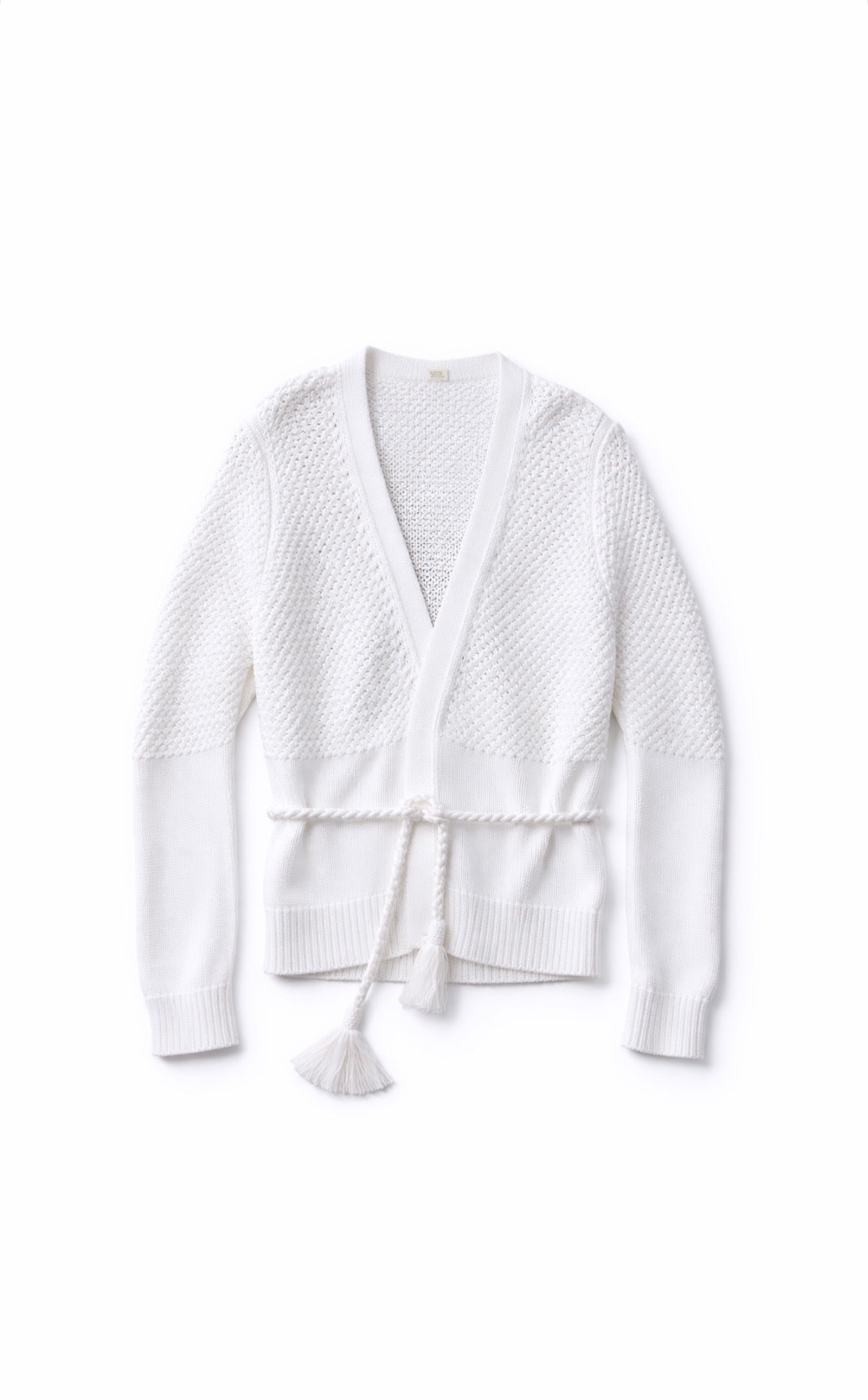 Hermes White Cotton Knot Cardigan w Rope Belt