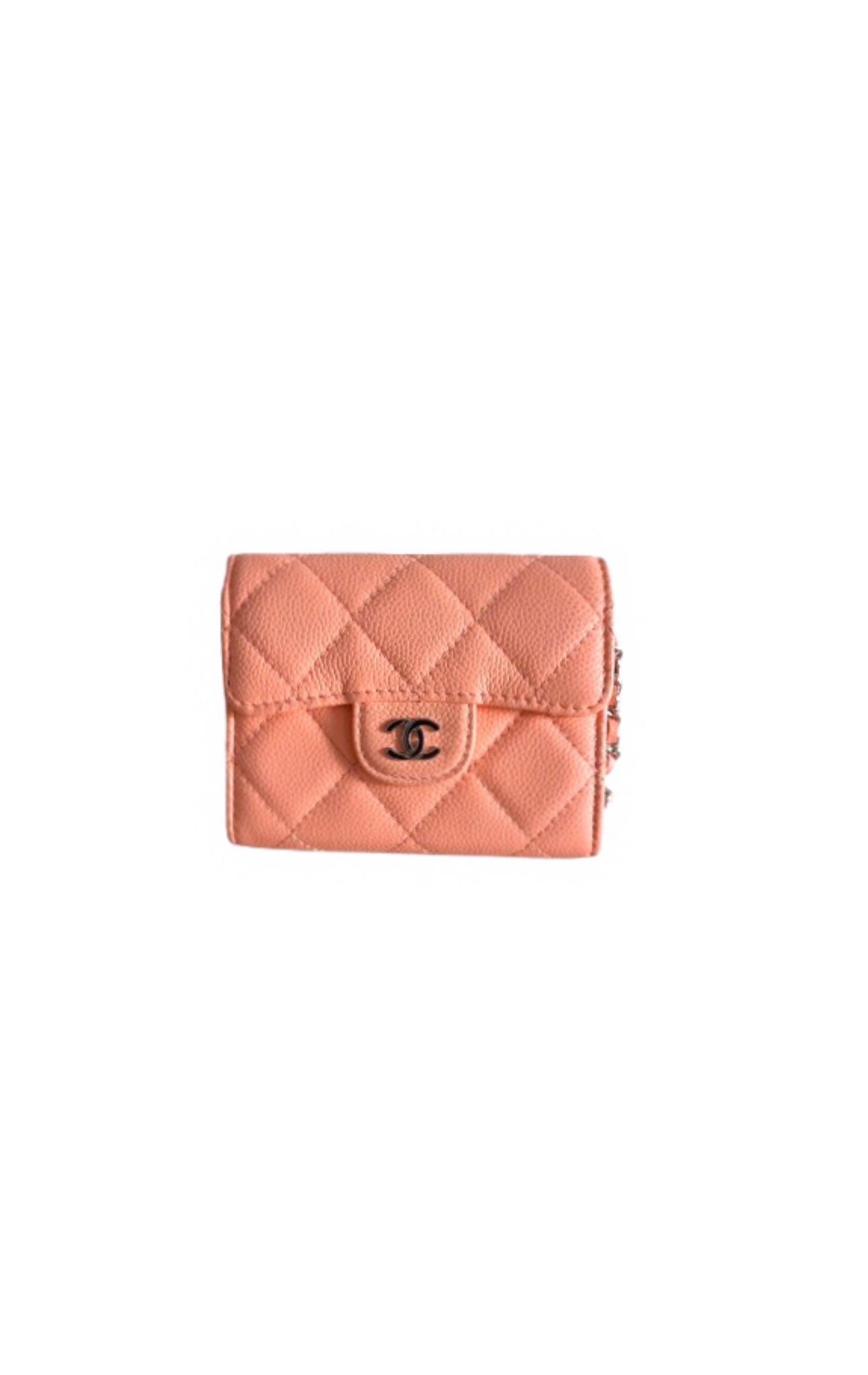 Chanel Coral Mini Wallet On Silver Chain