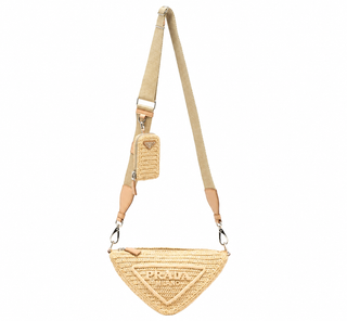 Prada Natural Raffia Triangle Shoulder Bag