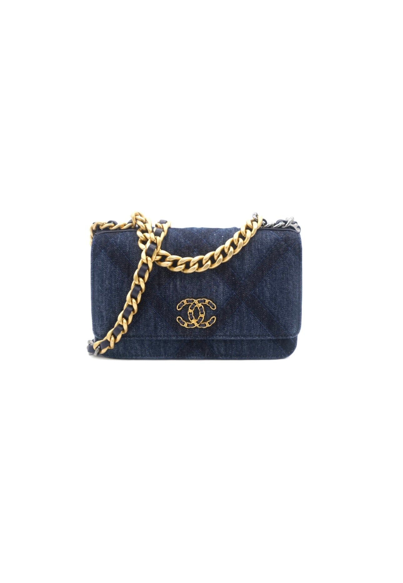 Chanel 19 Denim Blue Wallet On Chain