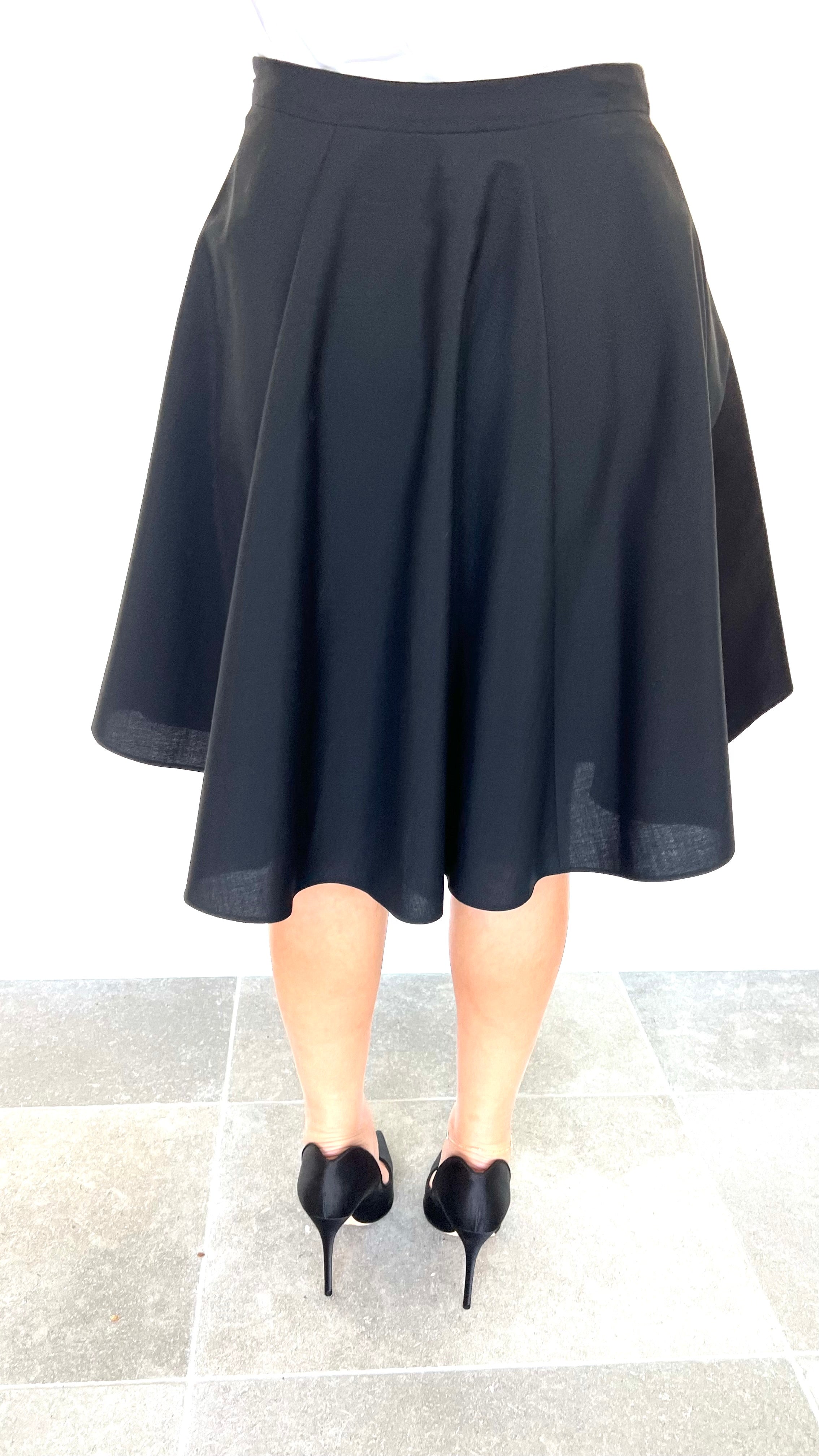 Black Short Mohair & Wool Panel Skirt