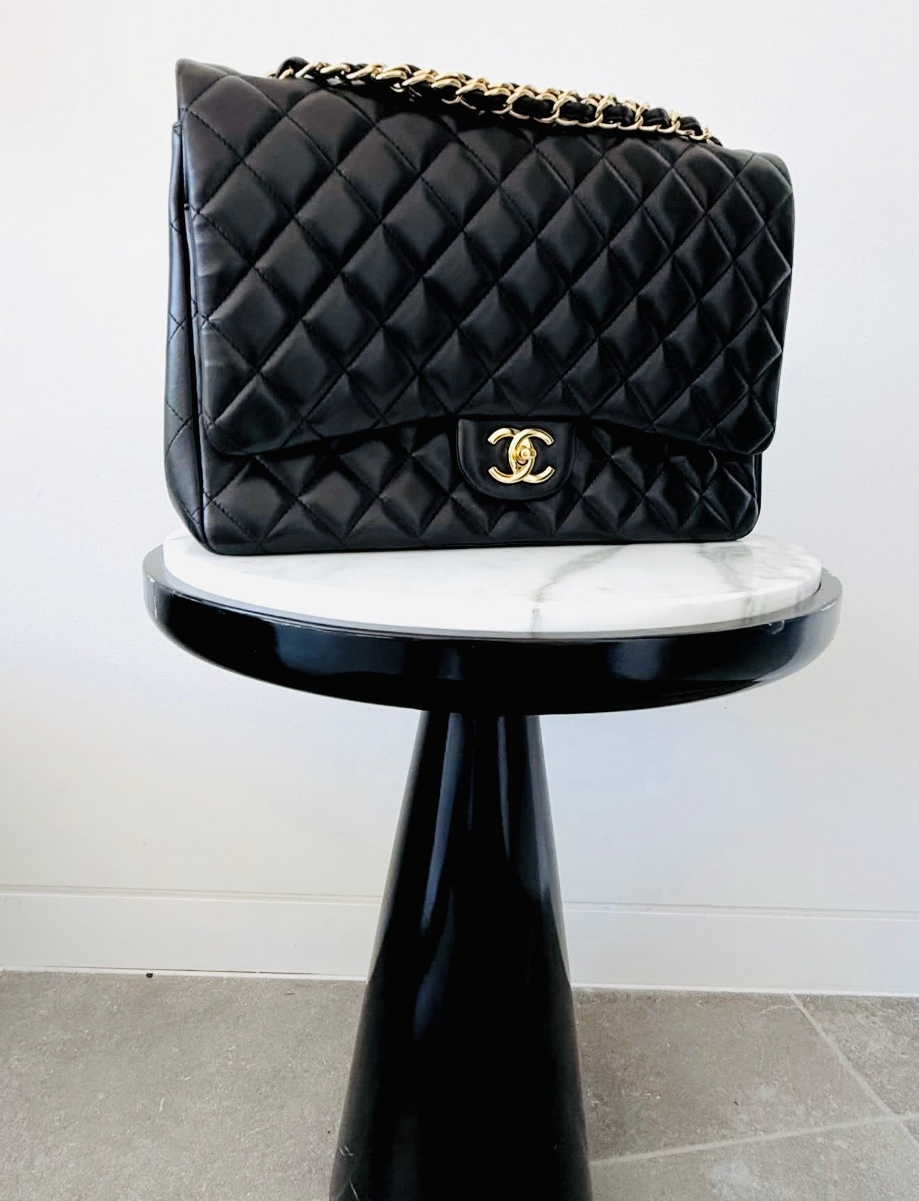 Chanel Black Quilted Jumbo Lambskin Flap Bag