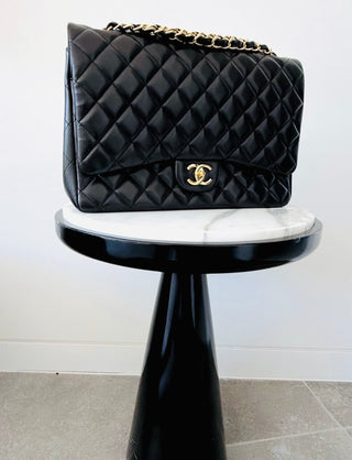 Chanel Black Quilted Jumbo Lambskin Flap Bag