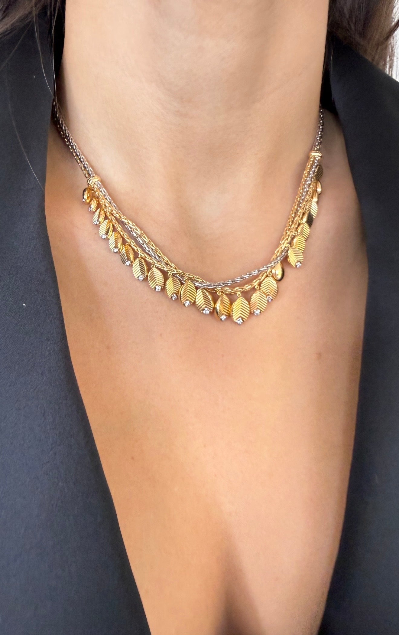 Yellow Gold & White Gold Grain De Cafe Diamonds Necklace