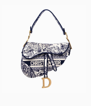 CHRISTIAN DIOR Navy & Cream Saddle Bag