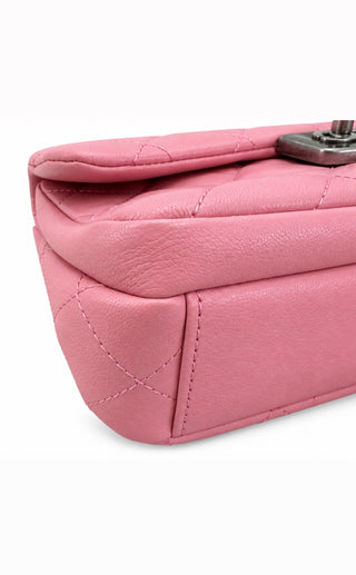 Chanel Pink Lambskin Double Carry Waist Chain Flap Bag Excellent Condition
