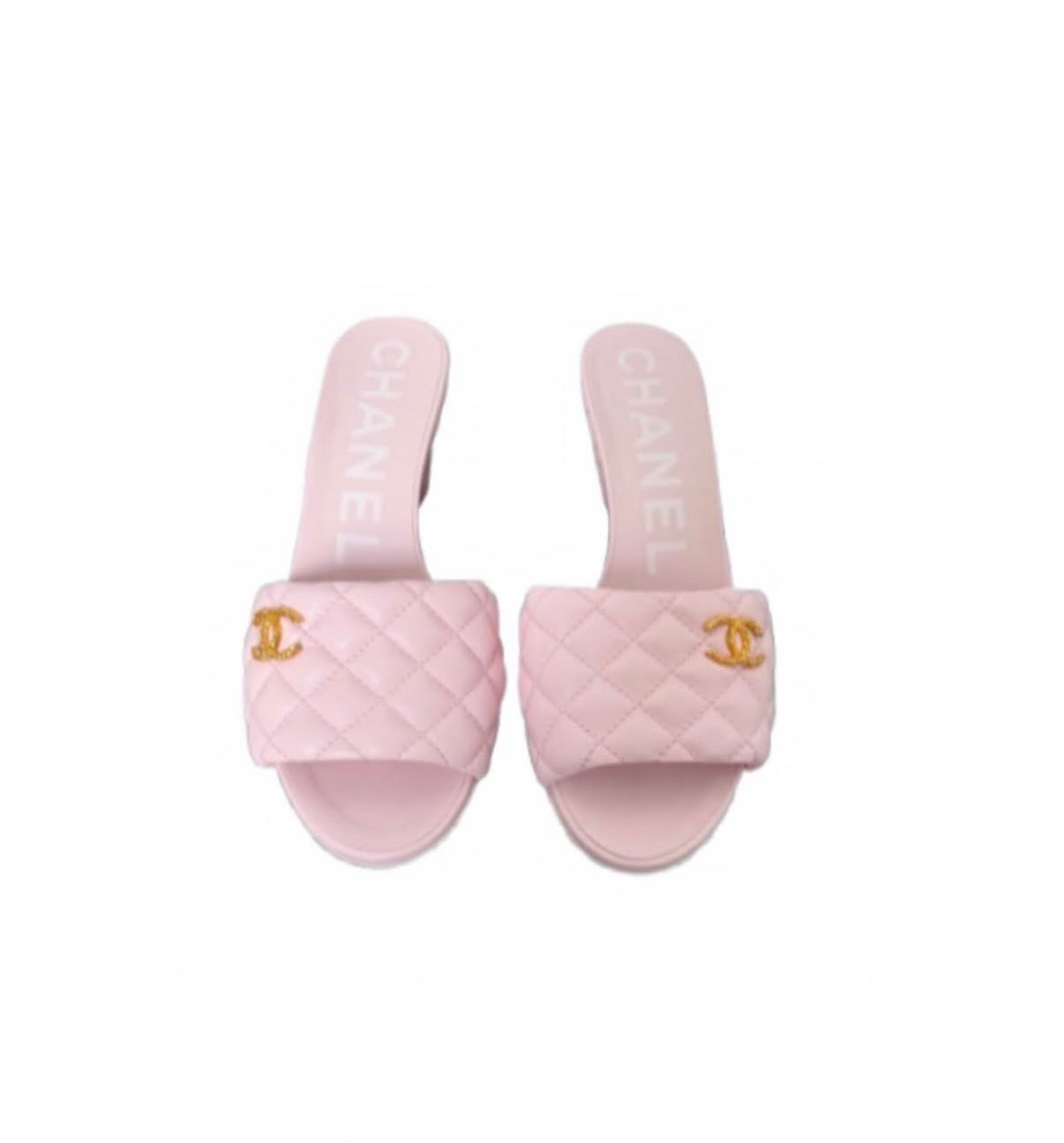 Chanel Pink Quilted Lambskin Mules