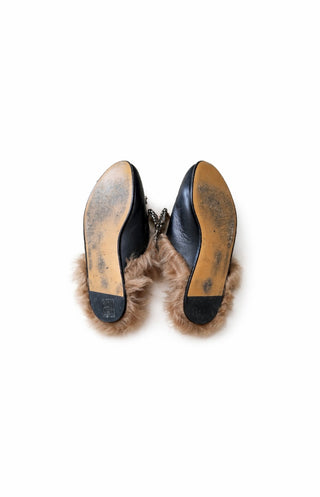 Gucci Black Faux Fur Mules