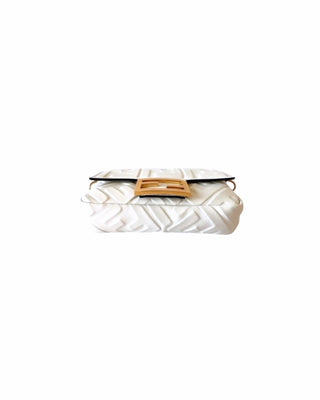 White Embossed Napa Leather Mini Baguette Bag