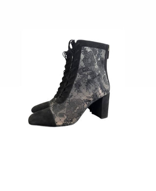 Black Mesh Suede Ankle Boots