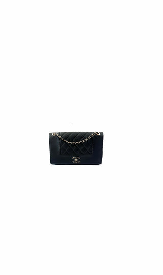 Black Vintage Mademoiselle Flap Bag Calfskin Leather & Gold Hardware