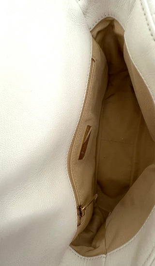 White Chanel 19 Small Flap Bag in Lambskin Leather