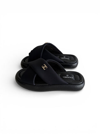 Chanel Cross Slides Like New Condition Size 39