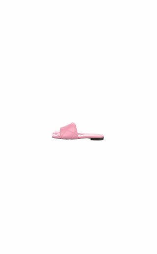 Pink Lido Leather Quilted Flat Slides