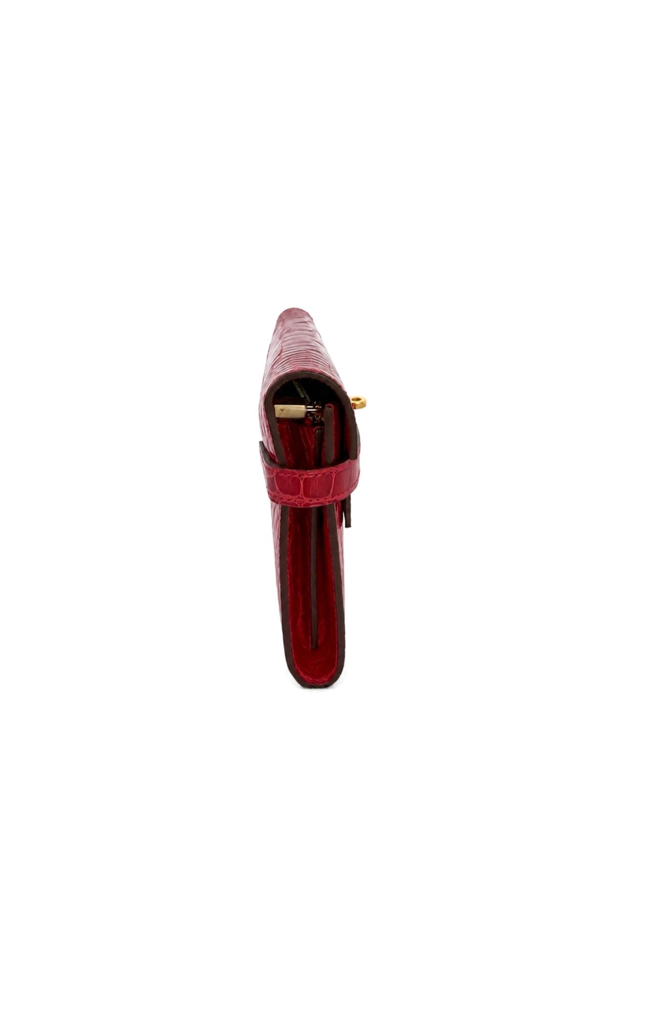 Rouge Shiny Crocodile Kelly Longue Wallet