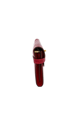 Rouge Shiny Crocodile Kelly Longue Wallet