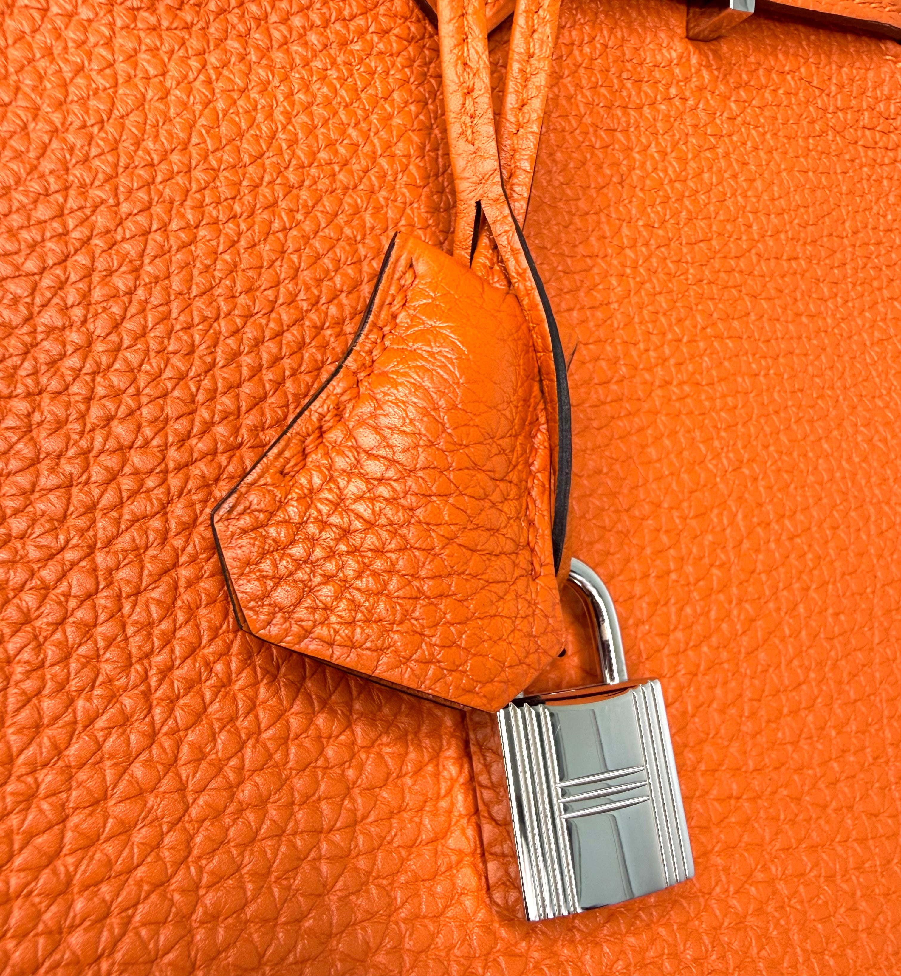 Orange Birkin 30 Palladium Hardware Excellent Condition