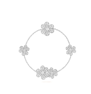 Van Cleef Frivole Bracelet 5 Flowers 18k White Gold Diamonds
