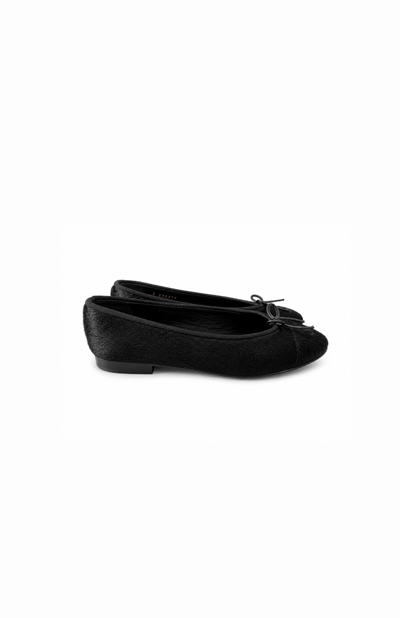 Black Pony Hair Ballet Flats