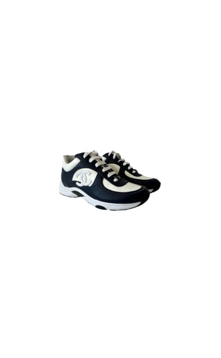 Navy & White CC Logo PVC & Leather Sneakers