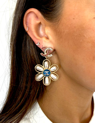 Chanel Flower Pearl Earrings