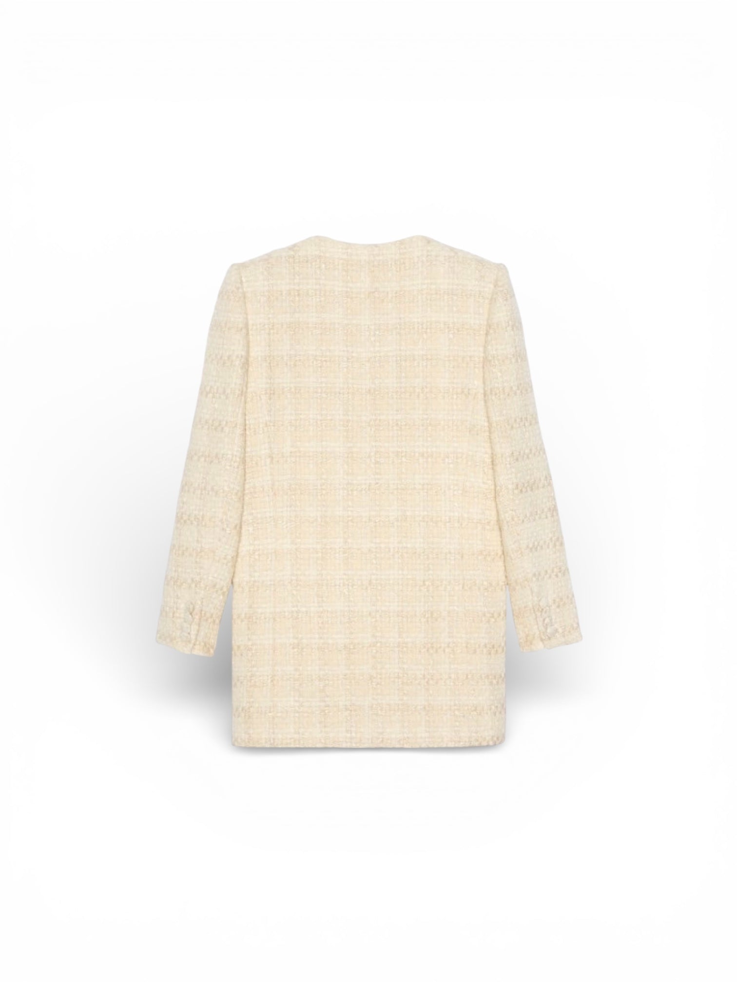 Saint Laurent Off White Tweed Mid Length Coat