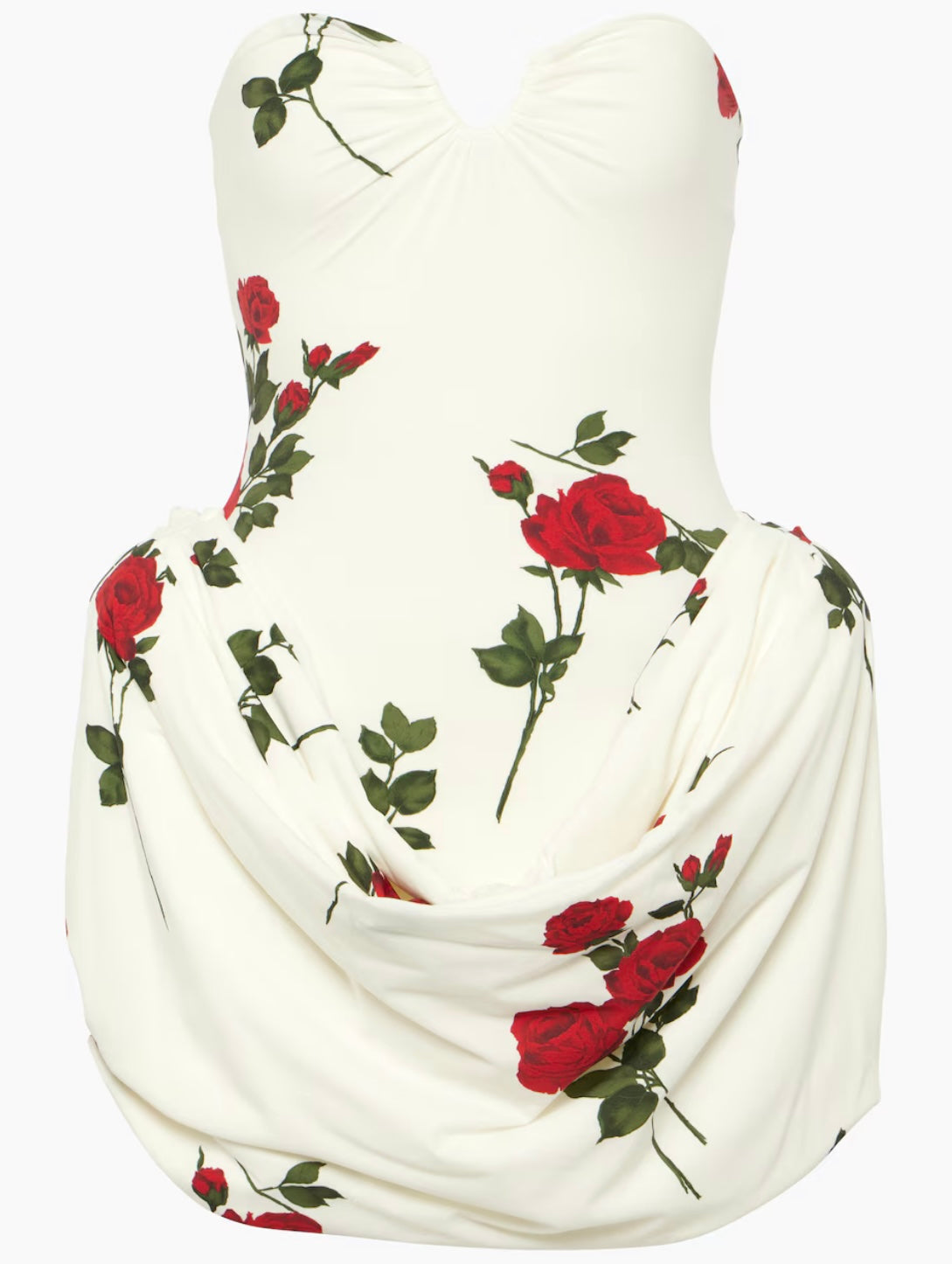 Floral Rose Draped Strapless Corset Dress